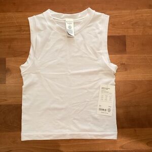 Athleta White Fitted Sleeveless Muscle Tee
